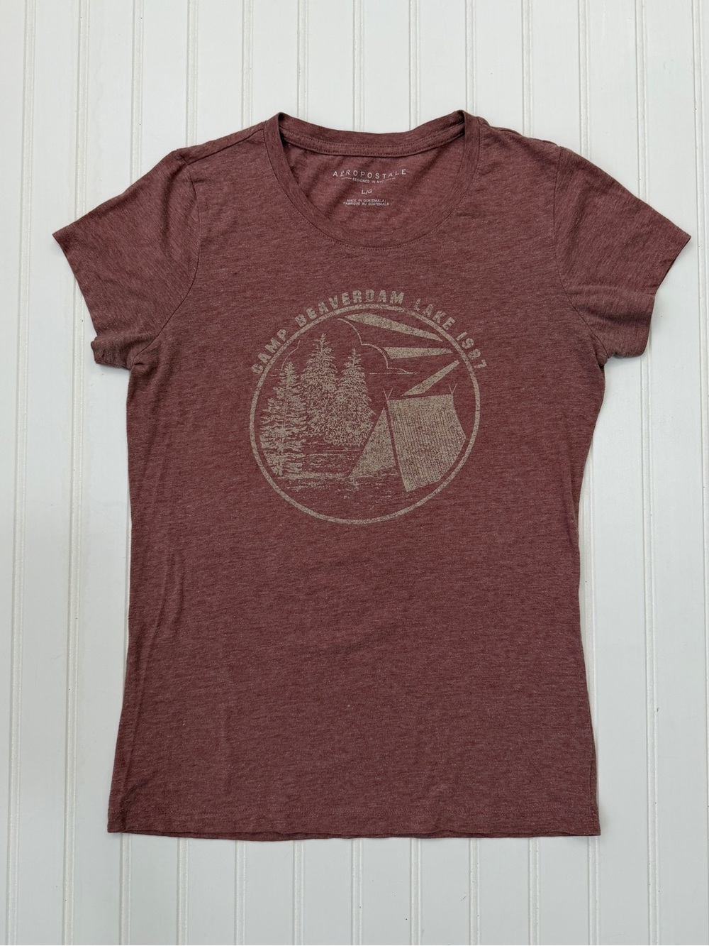 Aeropostale Women’s Tee Short Salmon Pink Size Large Camp Beaverdam Lake
